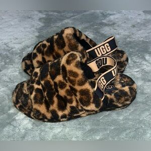 Ugg Puff Yeah Slide Panther Print Faux Fur Women’s Size 9